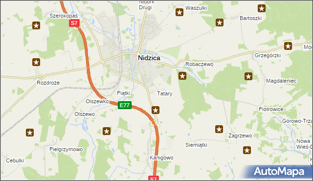 mapa Tatary gmina Nidzica, Tatary gmina Nidzica na mapie Targeo