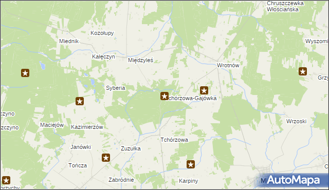 mapa Tchórzowa-Gajówka, Tchórzowa-Gajówka na mapie Targeo