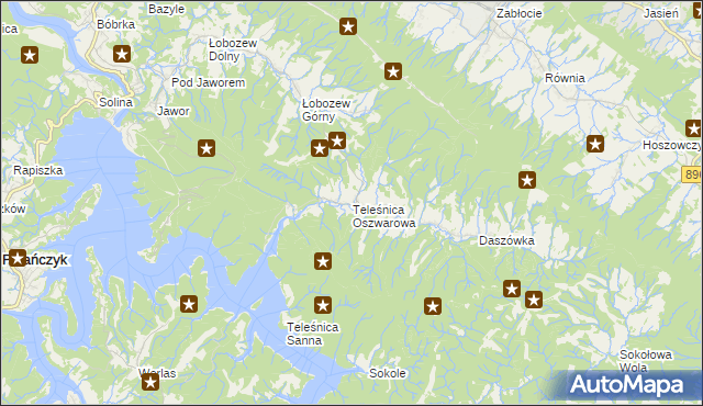 mapa Teleśnica Oszwarowa, Teleśnica Oszwarowa na mapie Targeo