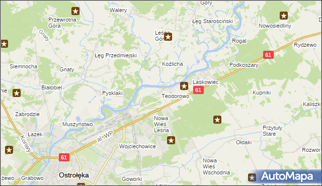 mapa Teodorowo gmina Rzekuń, Teodorowo gmina Rzekuń na mapie Targeo