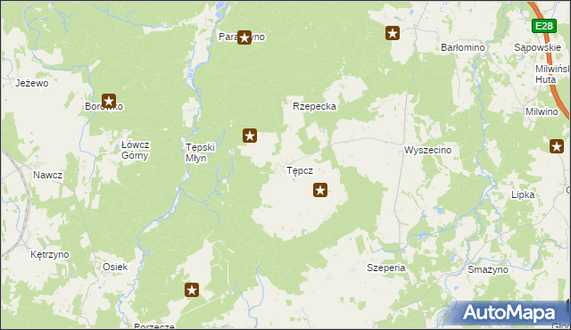 mapa Tępcz, Tępcz na mapie Targeo
