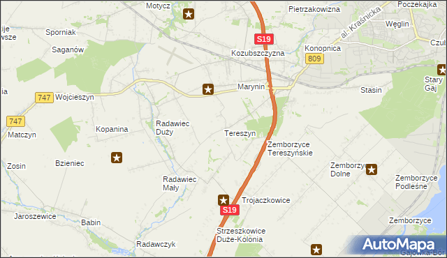 mapa Tereszyn, Tereszyn na mapie Targeo