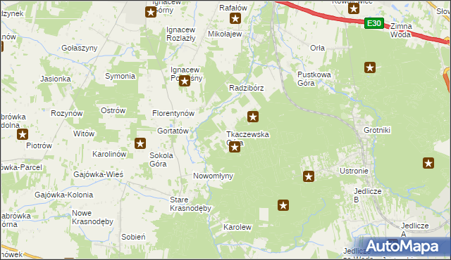 mapa Tkaczewska Góra, Tkaczewska Góra na mapie Targeo