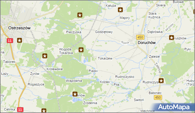 mapa Tokarzew gmina Doruchów, Tokarzew gmina Doruchów na mapie Targeo