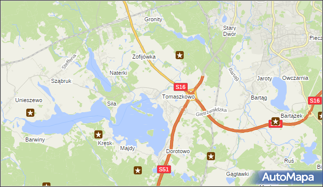 mapa Tomaszkowo, Tomaszkowo na mapie Targeo