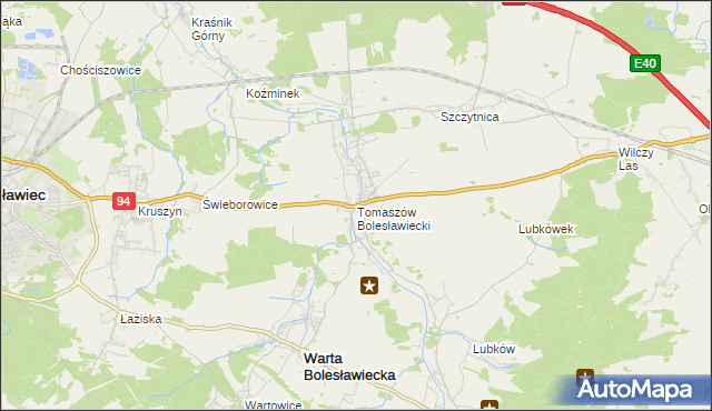 mapa Tomaszów Bolesławiecki, Tomaszów Bolesławiecki na mapie Targeo