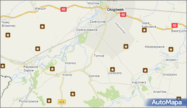 mapa Tomice gmina Głogówek, Tomice gmina Głogówek na mapie Targeo