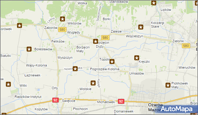 mapa Topolin gmina Stare Babice, Topolin gmina Stare Babice na mapie Targeo