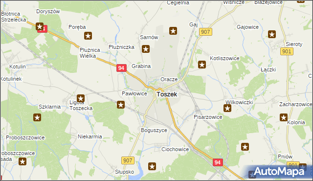 mapa Toszek, Toszek na mapie Targeo