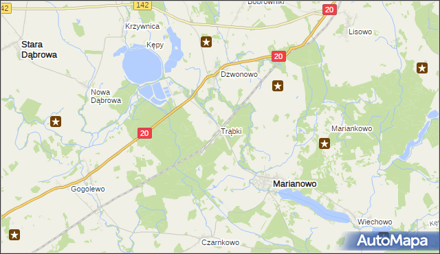 mapa Trąbki gmina Marianowo, Trąbki gmina Marianowo na mapie Targeo
