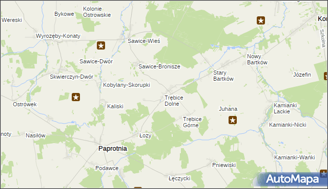 mapa Trębice Dolne, Trębice Dolne na mapie Targeo