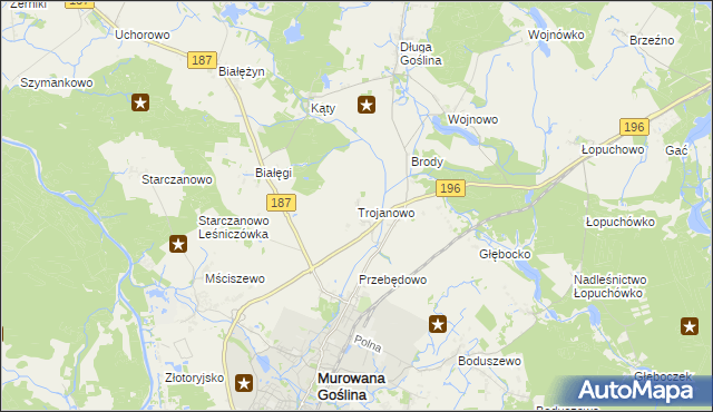 mapa Trojanowo gmina Murowana Goślina, Trojanowo gmina Murowana Goślina na mapie Targeo