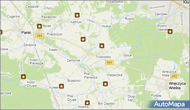 mapa Truskolasy gmina Wręczyca Wielka, Truskolasy gmina Wręczyca Wielka na mapie Targeo