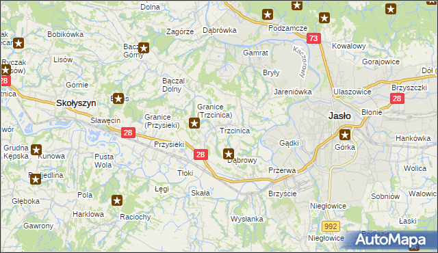 mapa Trzcinica gmina Jasło, Trzcinica gmina Jasło na mapie Targeo