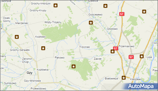 mapa Trzciniec gmina Pułtusk, Trzciniec gmina Pułtusk na mapie Targeo