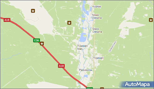 mapa Trzebień Mały, Trzebień Mały na mapie Targeo