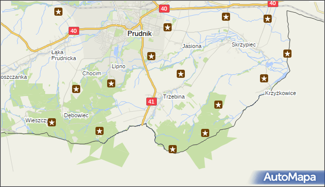 mapa Trzebina gmina Lubrza, Trzebina gmina Lubrza na mapie Targeo