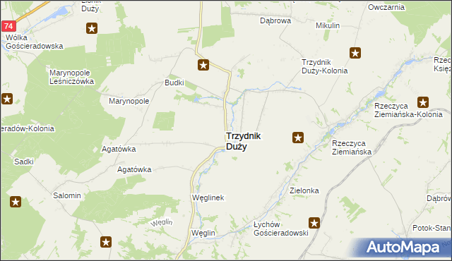 mapa Trzydnik Duży, Trzydnik Duży na mapie Targeo