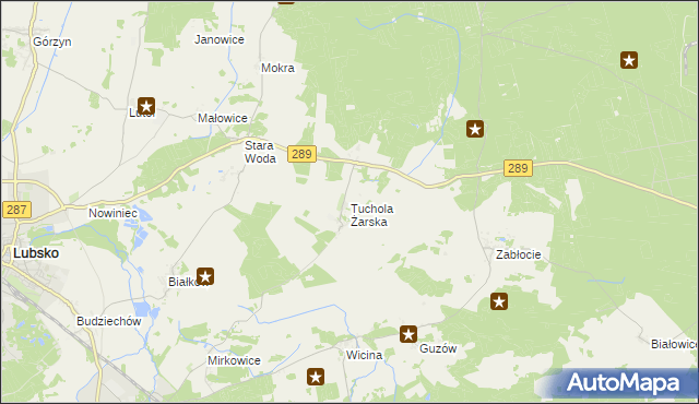 mapa Tuchola Żarska, Tuchola Żarska na mapie Targeo