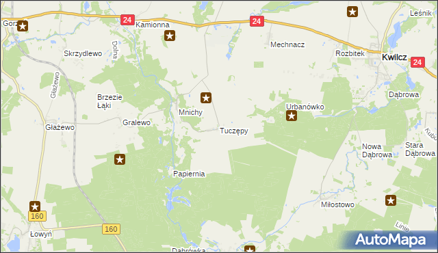 mapa Tuczępy gmina Międzychód, Tuczępy gmina Międzychód na mapie Targeo