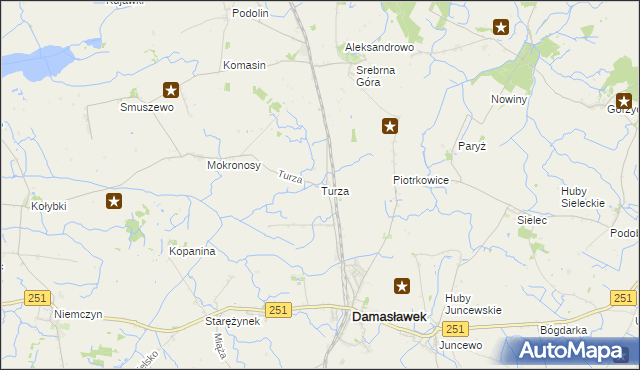 mapa Turza gmina Damasławek, Turza gmina Damasławek na mapie Targeo