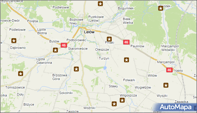 mapa Turzyn gmina Lelów, Turzyn gmina Lelów na mapie Targeo