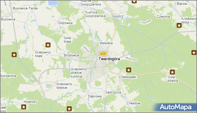 mapa Twardogóra, Twardogóra na mapie Targeo