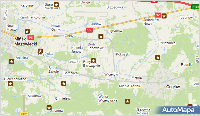 mapa Tyborów gmina Cegłów, Tyborów gmina Cegłów na mapie Targeo