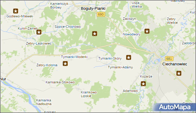 mapa Tymianki-Skóry, Tymianki-Skóry na mapie Targeo