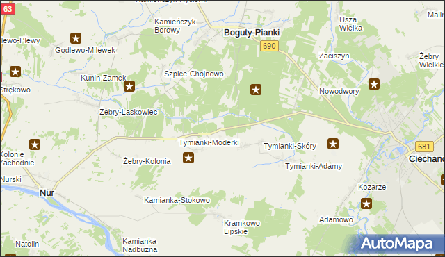mapa Tymianki-Szklarze, Tymianki-Szklarze na mapie Targeo