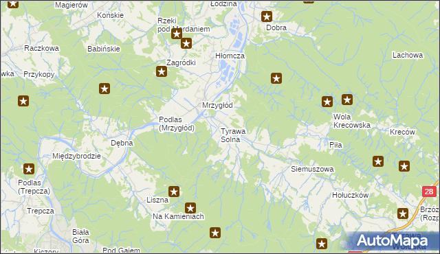 mapa Tyrawa Solna, Tyrawa Solna na mapie Targeo