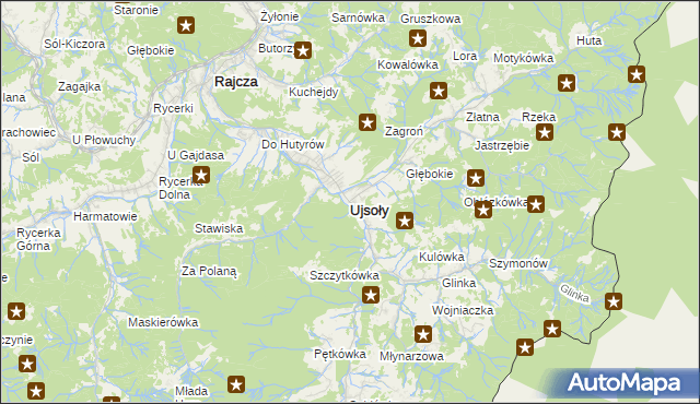 mapa Ujsoły, Ujsoły na mapie Targeo