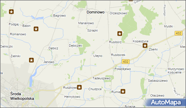 mapa Ulejno gmina Środa Wielkopolska, Ulejno gmina Środa Wielkopolska na mapie Targeo