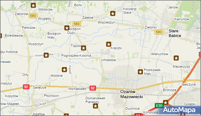 mapa Umiastów, Umiastów na mapie Targeo