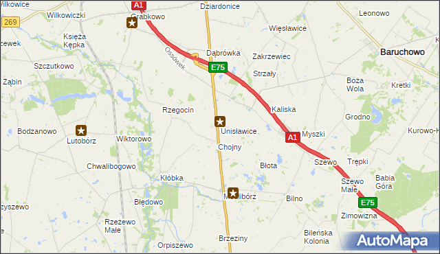mapa Unisławice, Unisławice na mapie Targeo