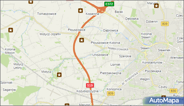 mapa Uniszowice, Uniszowice na mapie Targeo