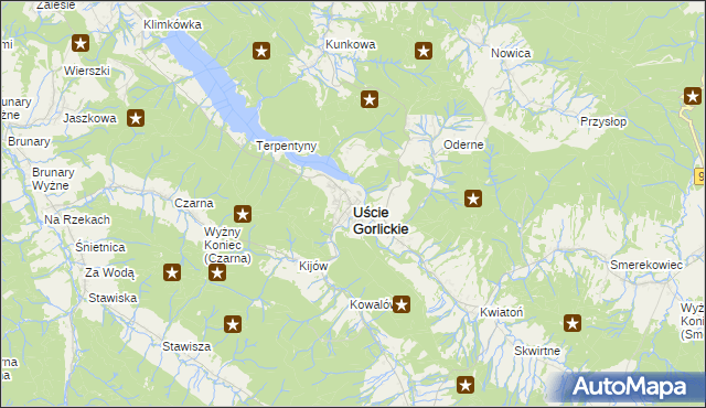 mapa Uście Gorlickie, Uście Gorlickie na mapie Targeo