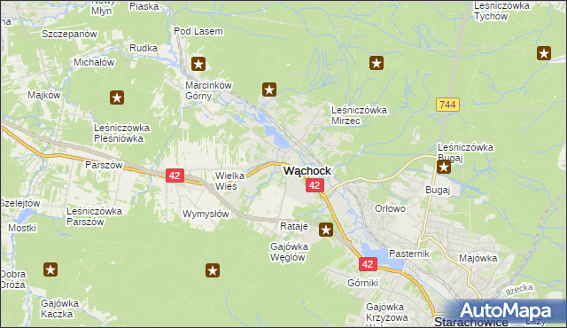 mapa Wąchock, Wąchock na mapie Targeo