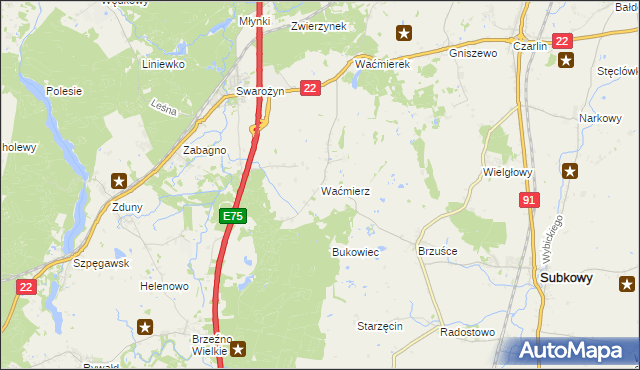 mapa Waćmierz, Waćmierz na mapie Targeo