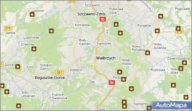 mapa Wałbrzycha, Wałbrzych na mapie Targeo