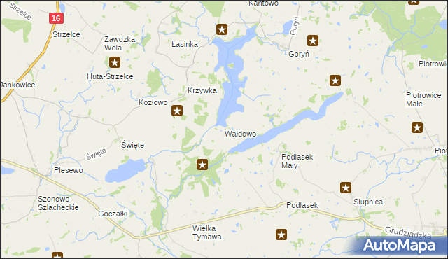 mapa Wałdowo gmina Kisielice, Wałdowo gmina Kisielice na mapie Targeo