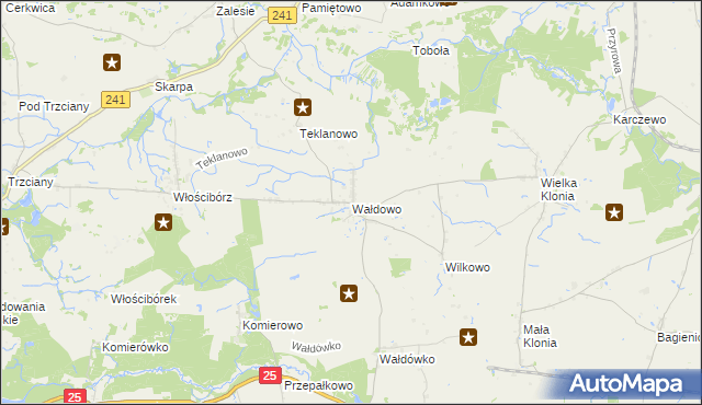 mapa Wałdowo gmina Sępólno Krajeńskie, Wałdowo gmina Sępólno Krajeńskie na mapie Targeo