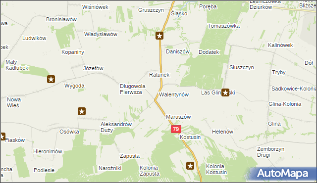 mapa Walentynów gmina Lipsko, Walentynów gmina Lipsko na mapie Targeo