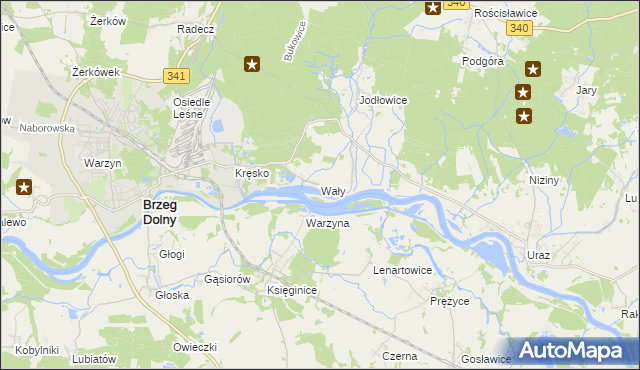 mapa Wały gmina Brzeg Dolny, Wały gmina Brzeg Dolny na mapie Targeo