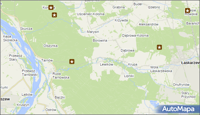 mapa Wanaty gmina Łaskarzew, Wanaty gmina Łaskarzew na mapie Targeo