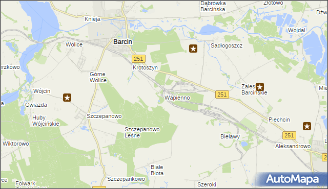 mapa Wapienno, Wapienno na mapie Targeo