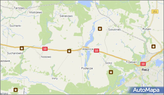 mapa Wapnica gmina Suchań, Wapnica gmina Suchań na mapie Targeo