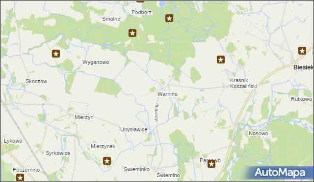 mapa Warnino gmina Biesiekierz, Warnino gmina Biesiekierz na mapie Targeo