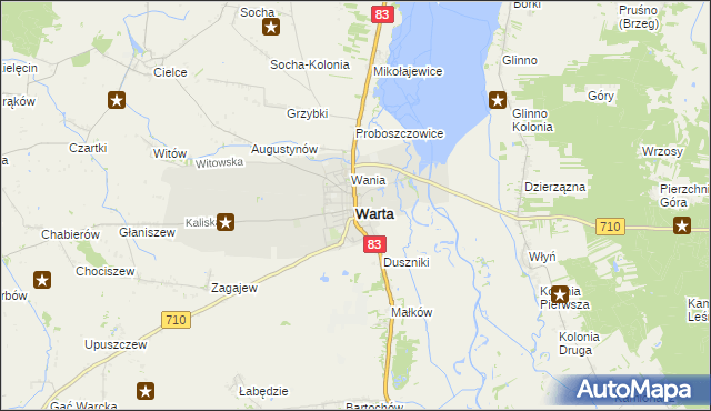 mapa Warta powiat sieradzki, Warta powiat sieradzki na mapie Targeo