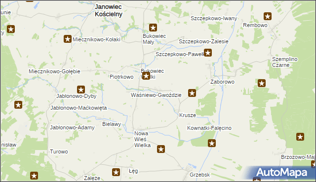 mapa Waśniewo-Grabowo, Waśniewo-Grabowo na mapie Targeo